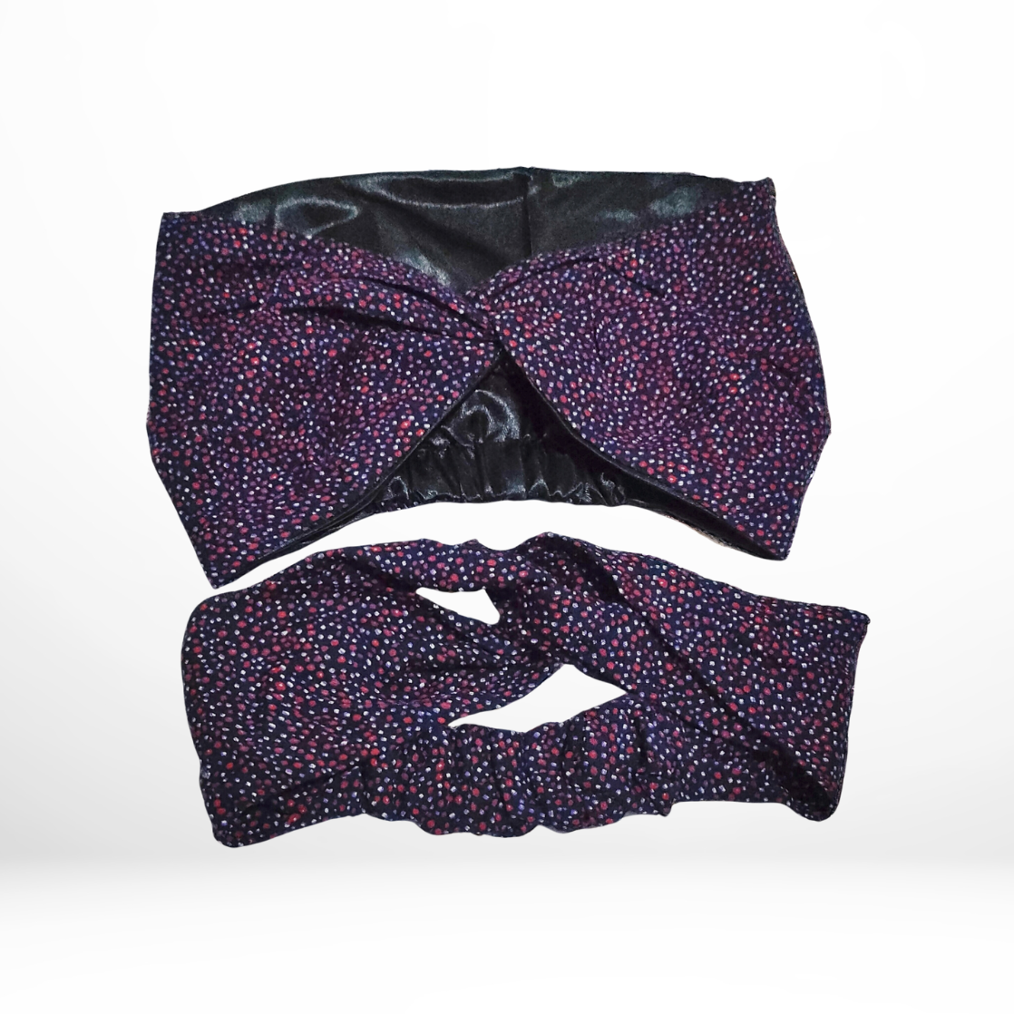 Purple with black and white dots