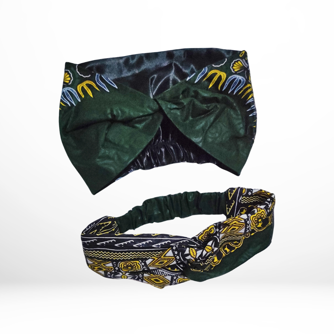 Emerald green with dashiki print