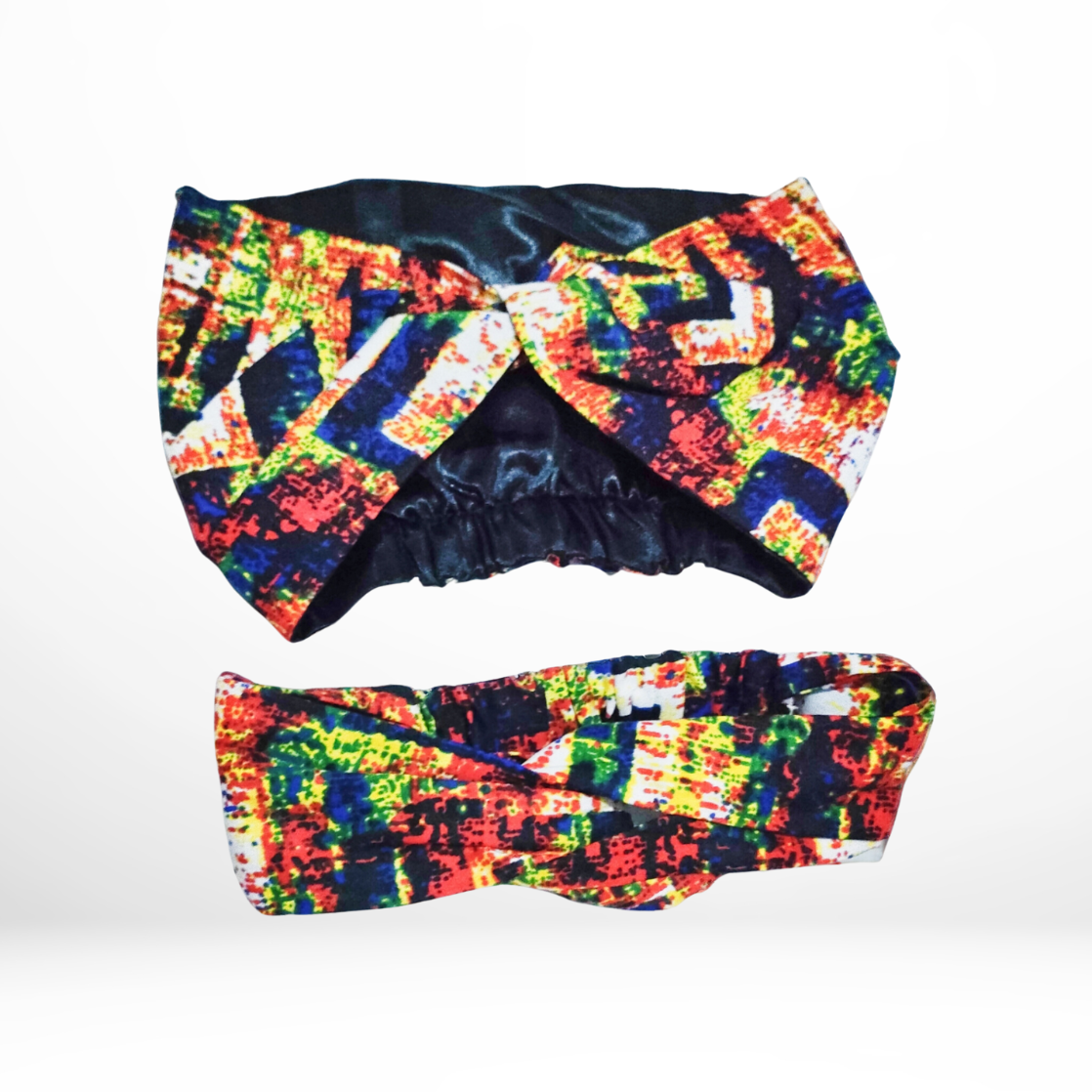 Red with white, green black and navy blue detail