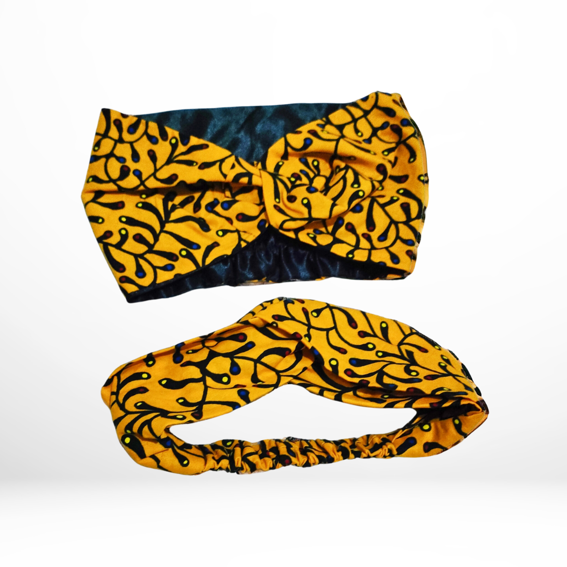 Yellow with black leaf-like detail