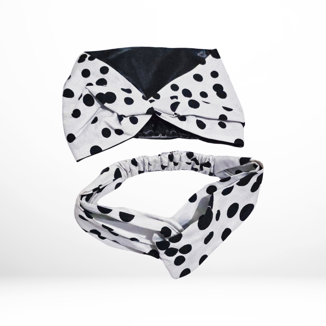 White with black polka dots