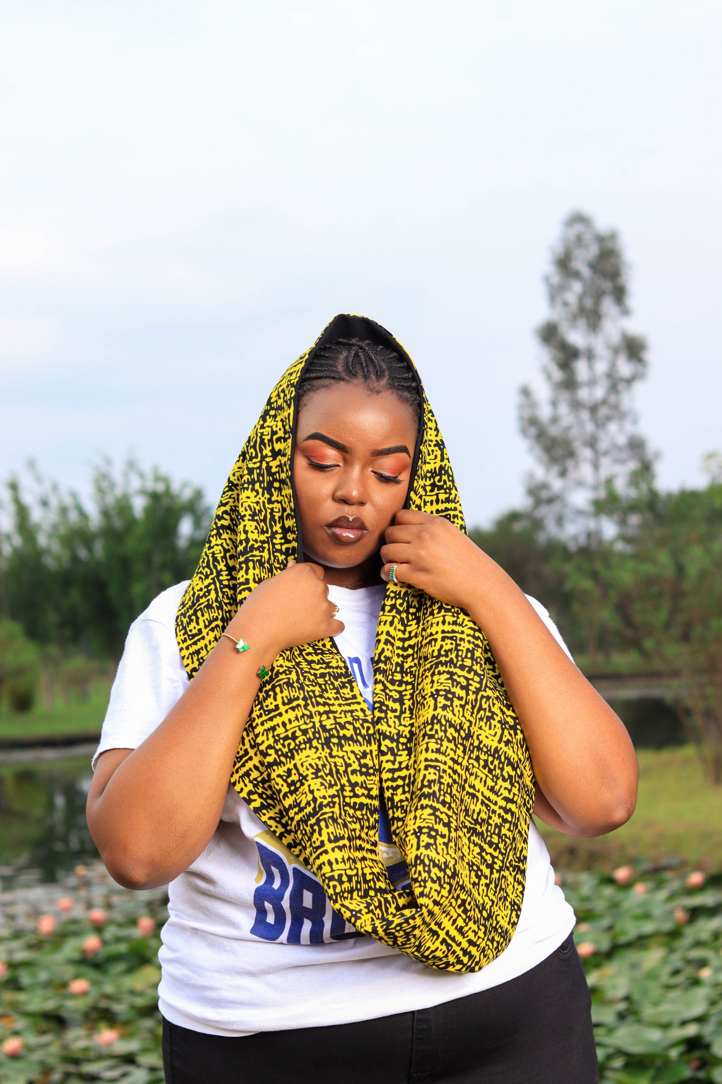 Yellow with black detail Scarf