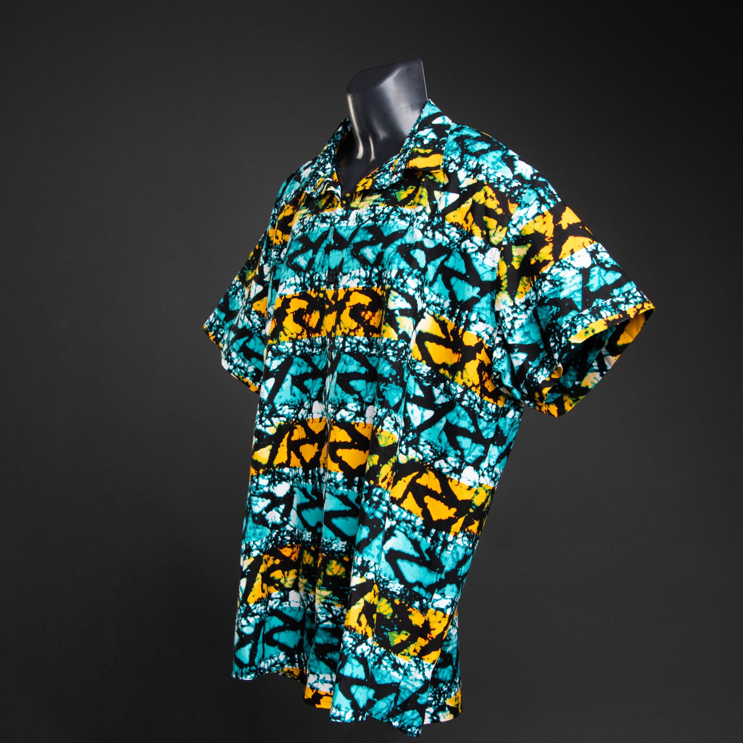 Yellow Blue Ankara print shirt | Asili Atelier 